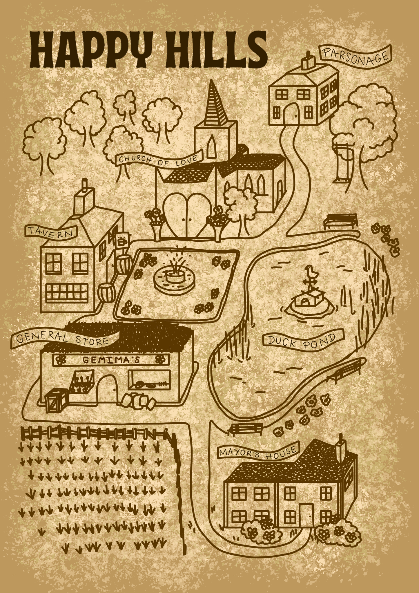 Town Where Nothing Goes Wrong - Map Print